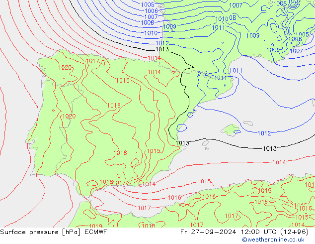 Pressione al suolo ECMWF ven 27.09.2024 12 UTC