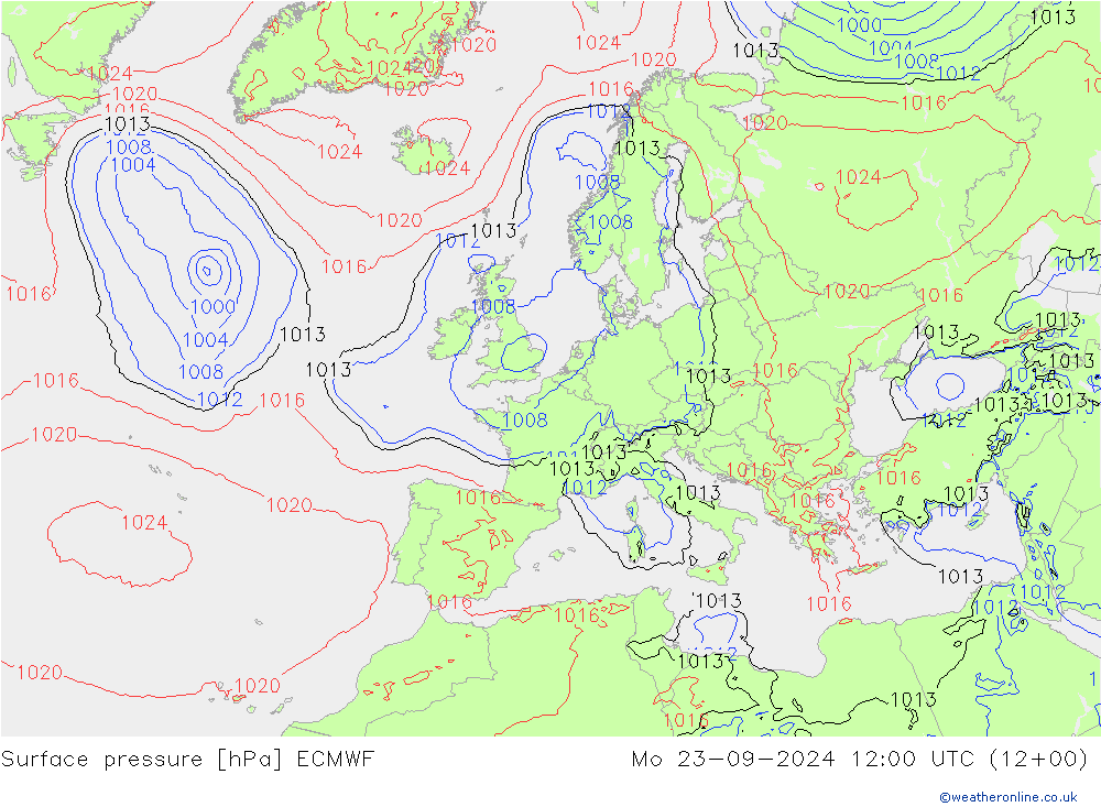 Bodendruck ECMWF Mo 23.09.2024 12 UTC