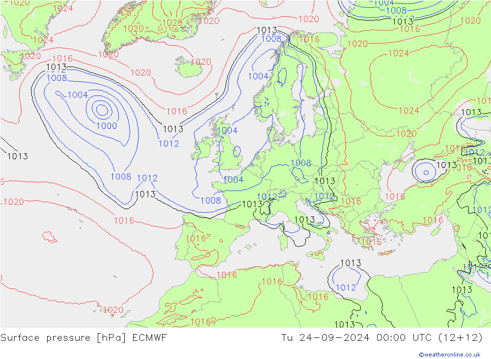 ciśnienie ECMWF wto. 24.09.2024 00 UTC