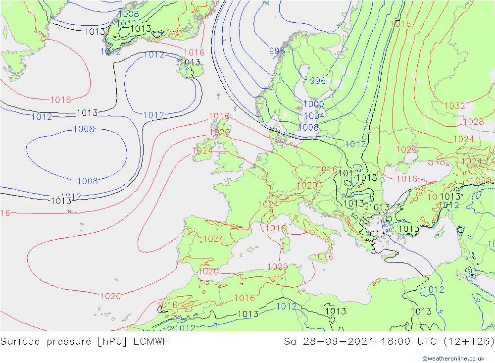 pressão do solo ECMWF Sáb 28.09.2024 18 UTC