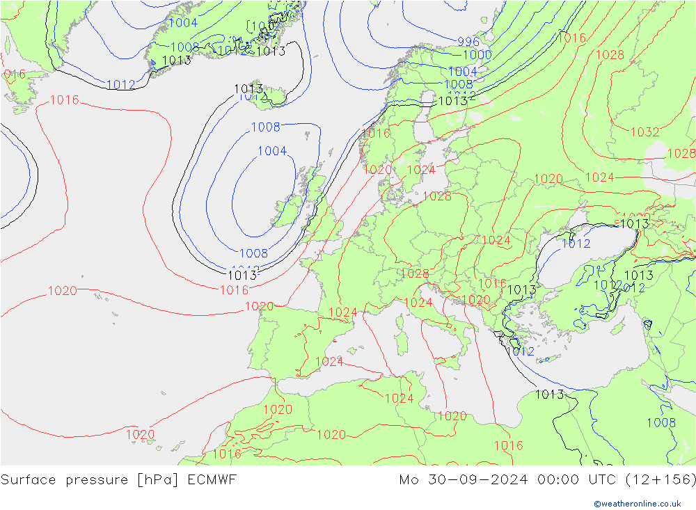 ciśnienie ECMWF pon. 30.09.2024 00 UTC