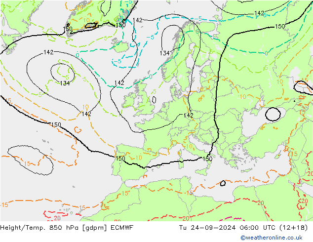 Géop./Temp. 850 hPa ECMWF mar 24.09.2024 06 UTC