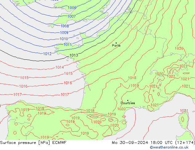 Pressione al suolo ECMWF lun 30.09.2024 18 UTC