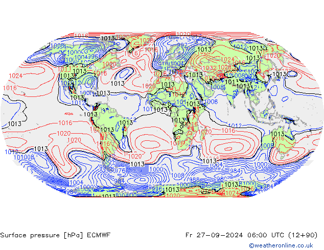 приземное давление ECMWF пт 27.09.2024 06 UTC