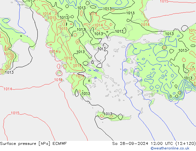 Surface pressure ECMWF Sa 28.09.2024 12 UTC