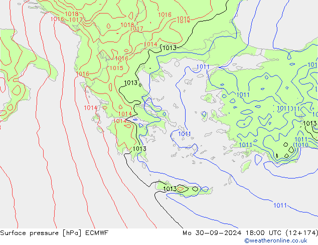 ciśnienie ECMWF pon. 30.09.2024 18 UTC