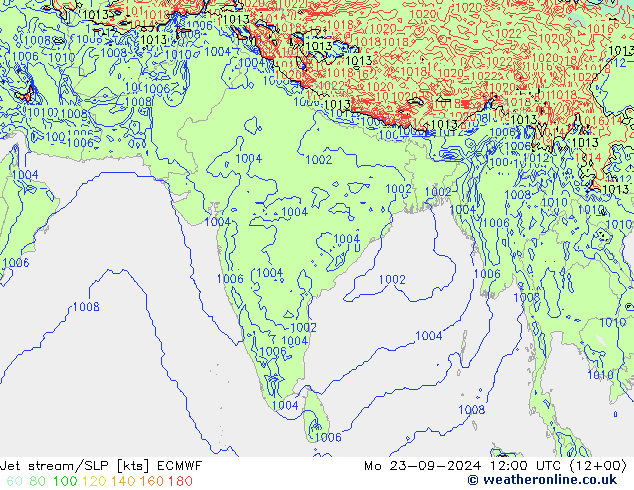 Jet stream/SLP ECMWF Mo 23.09.2024 12 UTC