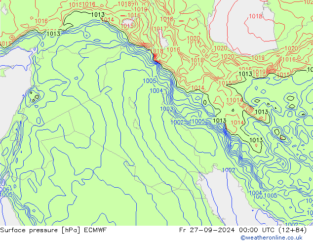 Luchtdruk (Grond) ECMWF vr 27.09.2024 00 UTC