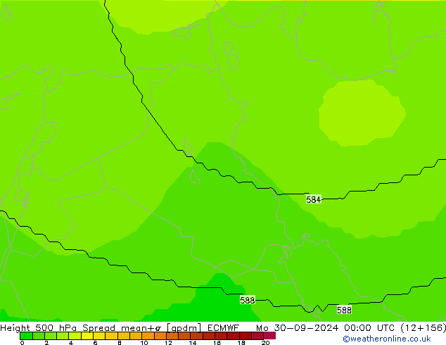 Height 500 гПа Spread ECMWF пн 30.09.2024 00 UTC