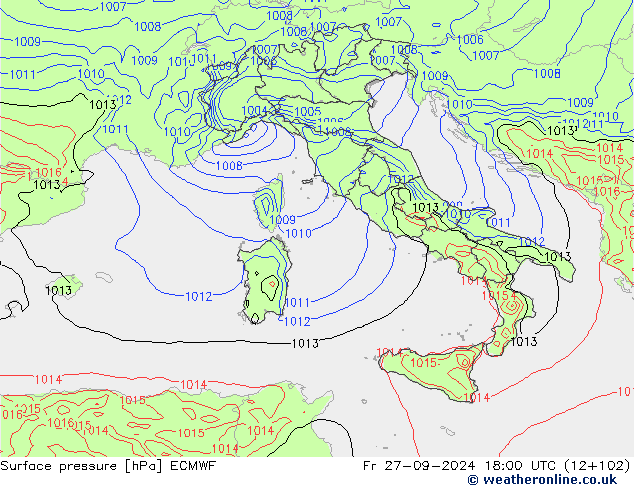 ciśnienie ECMWF pt. 27.09.2024 18 UTC