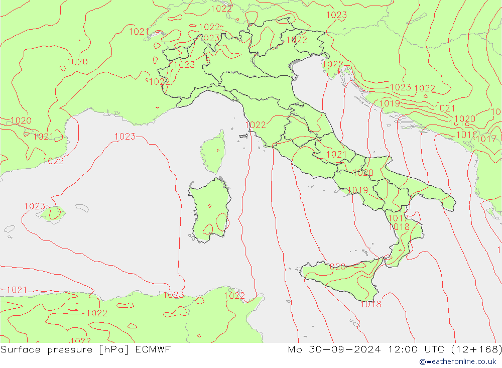 ciśnienie ECMWF pon. 30.09.2024 12 UTC