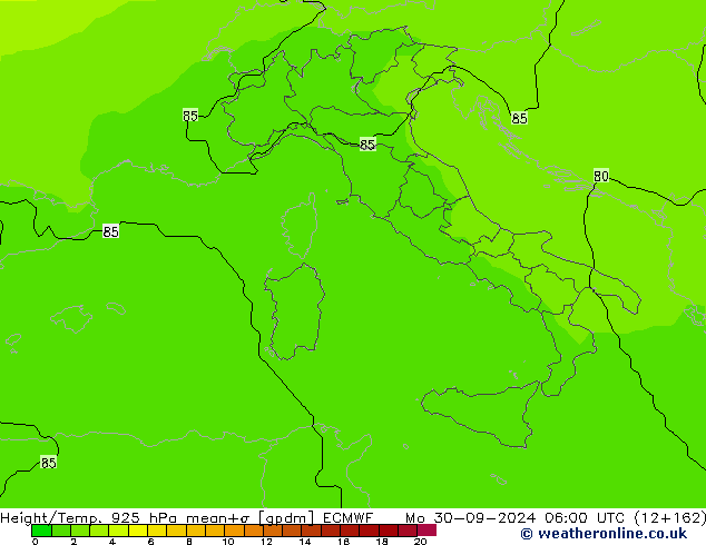 Height/Temp. 925 hPa ECMWF Mo 30.09.2024 06 UTC