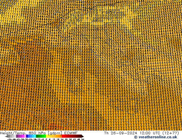 Yükseklik/Sıc. 850 hPa ECMWF Per 26.09.2024 12 UTC