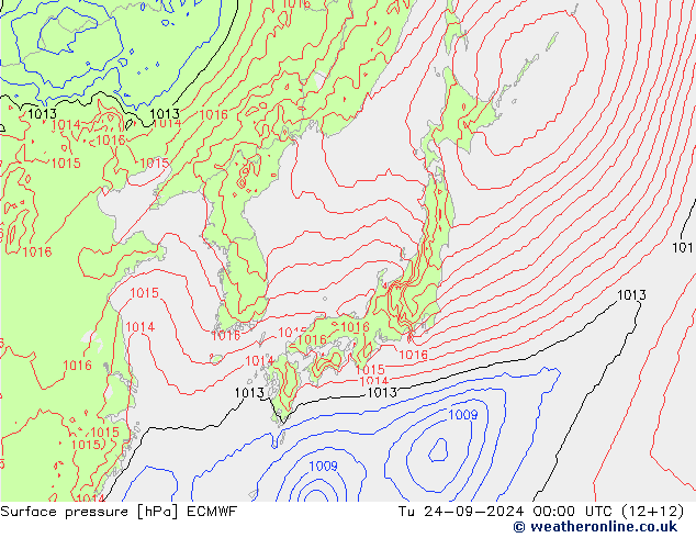 Luchtdruk (Grond) ECMWF di 24.09.2024 00 UTC