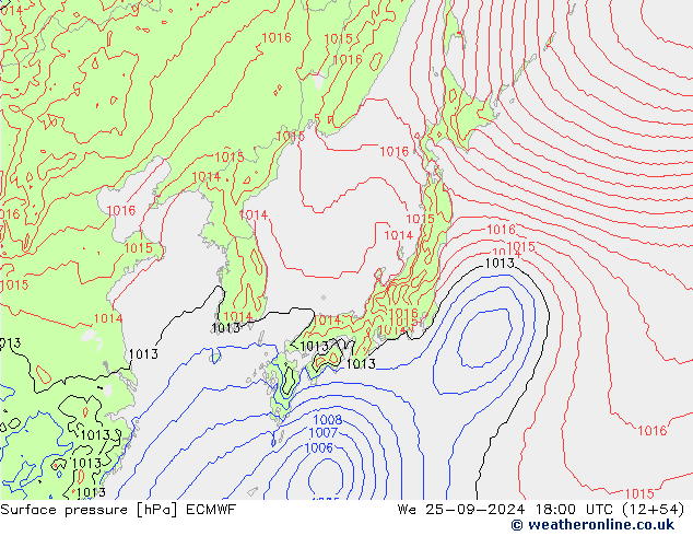 ciśnienie ECMWF śro. 25.09.2024 18 UTC