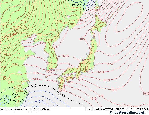 Surface pressure ECMWF Mo 30.09.2024 00 UTC