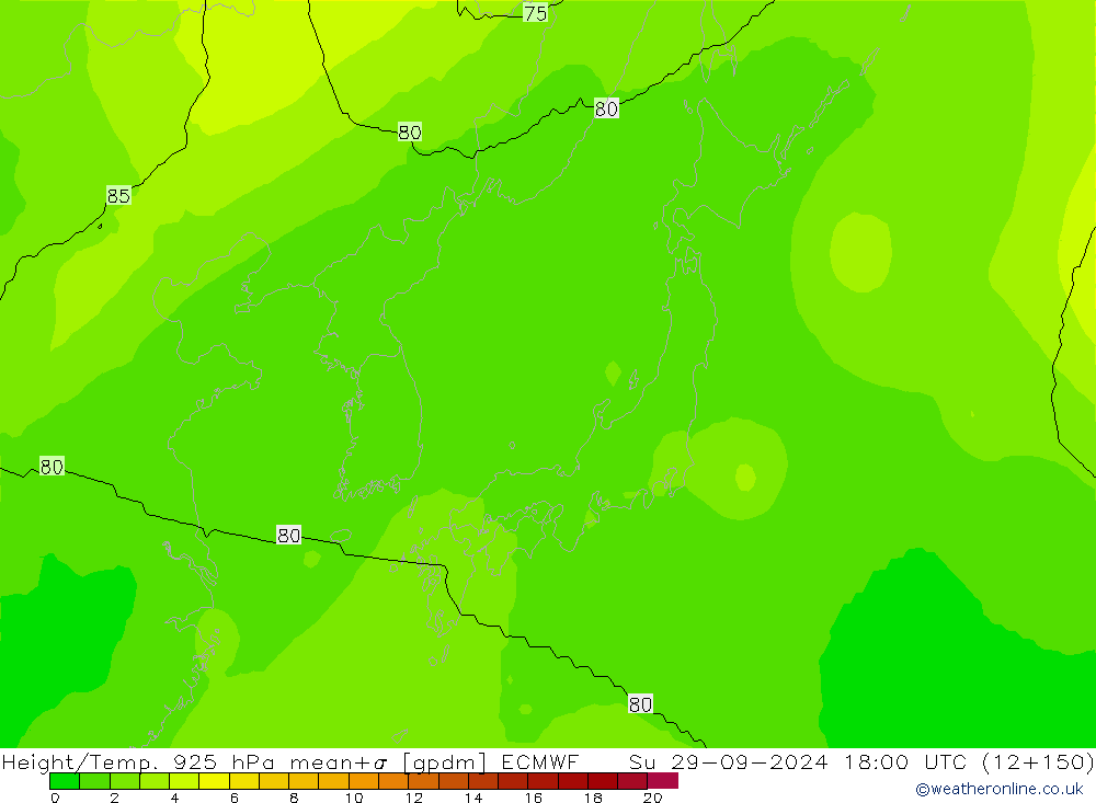 Height/Temp. 925 гПа ECMWF Вс 29.09.2024 18 UTC