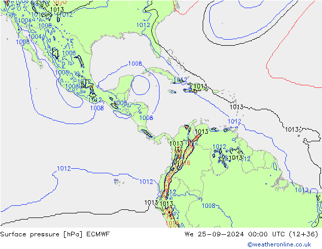 Surface pressure ECMWF We 25.09.2024 00 UTC