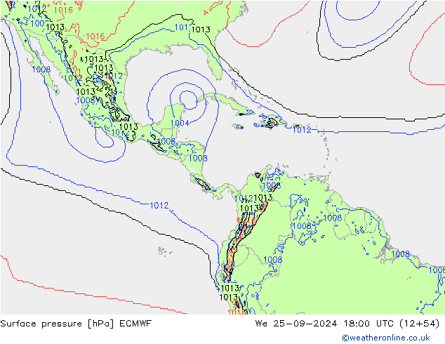 Surface pressure ECMWF We 25.09.2024 18 UTC