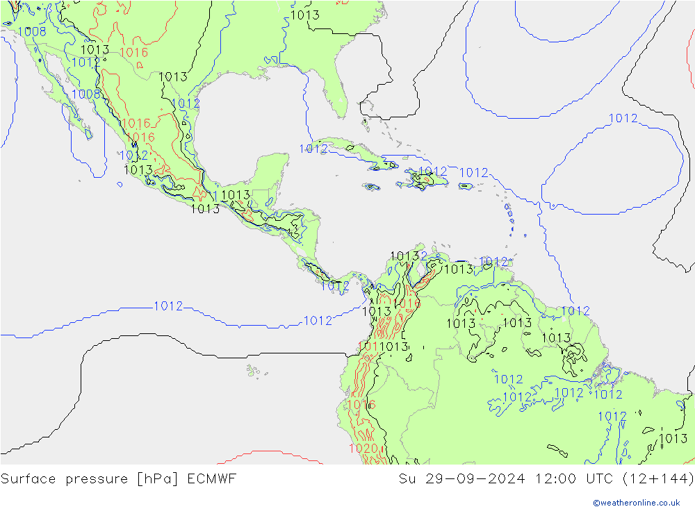 Surface pressure ECMWF Su 29.09.2024 12 UTC