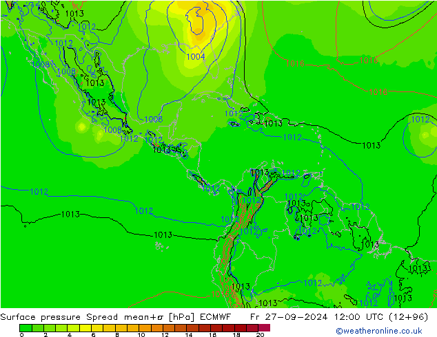 Bodendruck Spread ECMWF Fr 27.09.2024 12 UTC