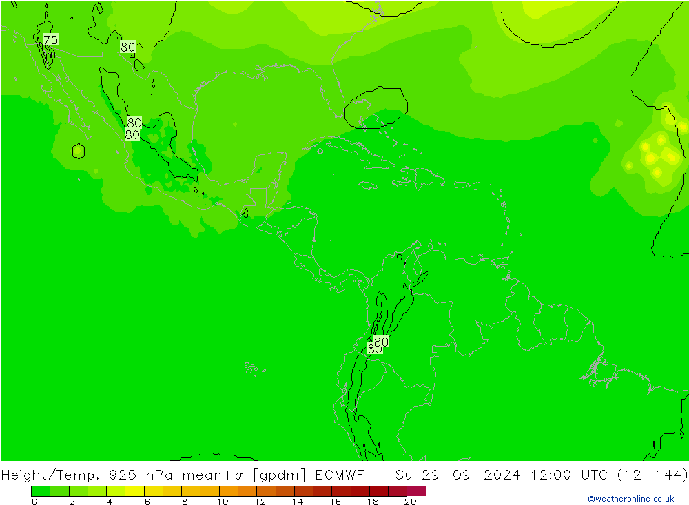 Hoogte/Temp. 925 hPa ECMWF zo 29.09.2024 12 UTC