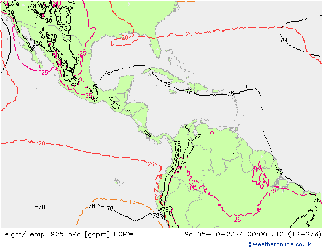 Height/Temp. 925 hPa ECMWF Sa 05.10.2024 00 UTC