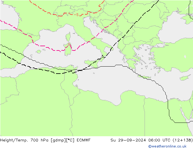 Géop./Temp. 700 hPa ECMWF dim 29.09.2024 06 UTC