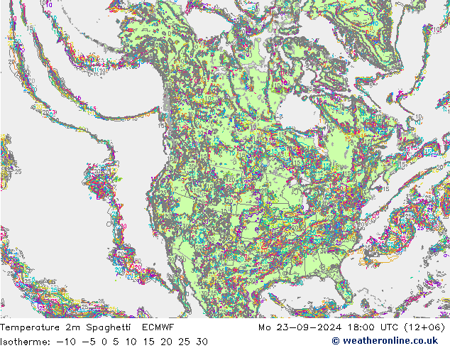 température 2m Spaghetti ECMWF lun 23.09.2024 18 UTC