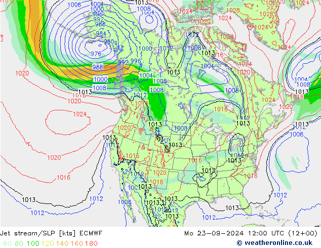 Corriente en chorro ECMWF lun 23.09.2024 12 UTC