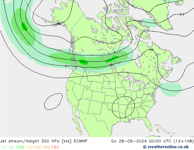 Jet stream/Height 300 hPa ECMWF Sa 28.09.2024 00 UTC