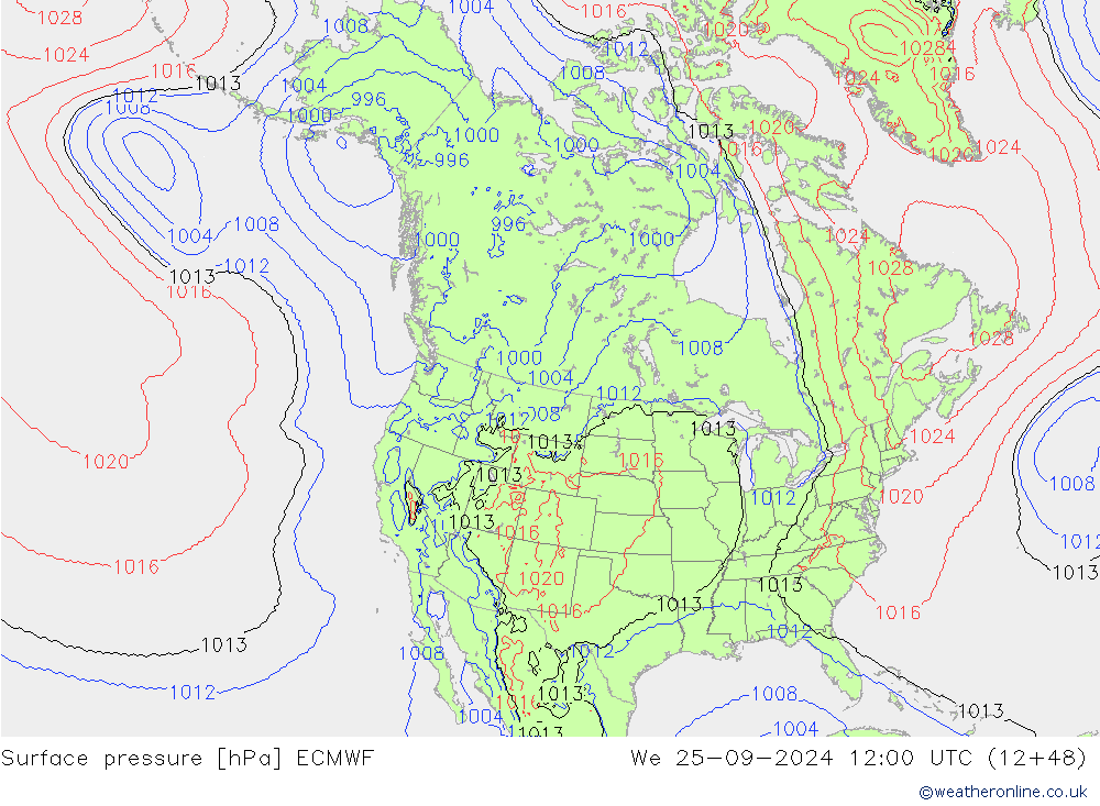 Bodendruck ECMWF Mi 25.09.2024 12 UTC