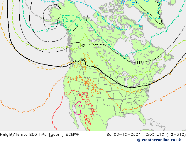 Height/Temp. 850 hPa ECMWF Su 06.10.2024 12 UTC