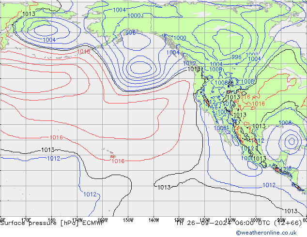 Atmosférický tlak ECMWF Čt 26.09.2024 06 UTC