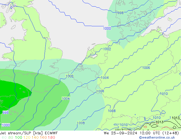 Jet stream/SLP ECMWF We 25.09.2024 12 UTC