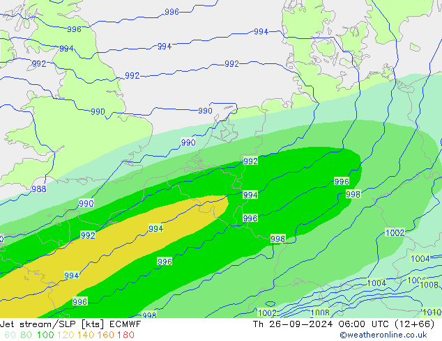 Straalstroom/SLP ECMWF do 26.09.2024 06 UTC