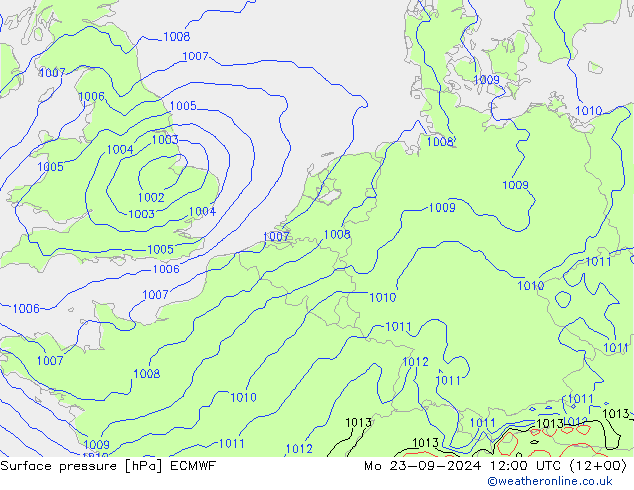 ciśnienie ECMWF pon. 23.09.2024 12 UTC