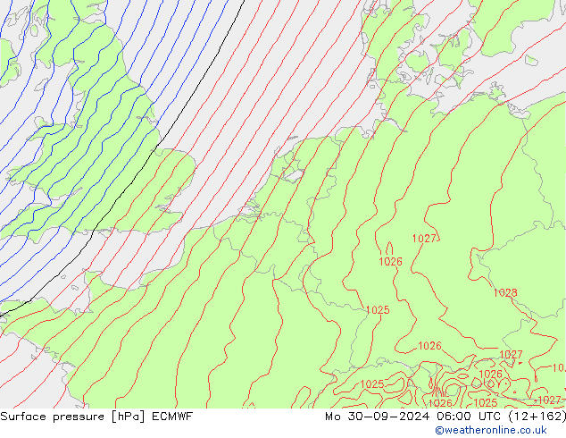 Surface pressure ECMWF Mo 30.09.2024 06 UTC