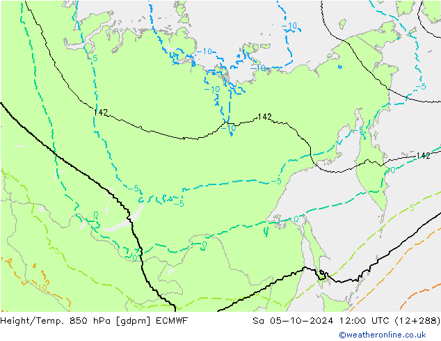 Height/Temp. 850 hPa ECMWF Sa 05.10.2024 12 UTC