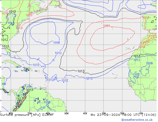 Surface pressure ECMWF Mo 23.09.2024 18 UTC