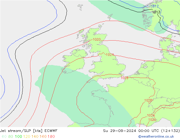 Jet stream/SLP ECMWF Su 29.09.2024 00 UTC