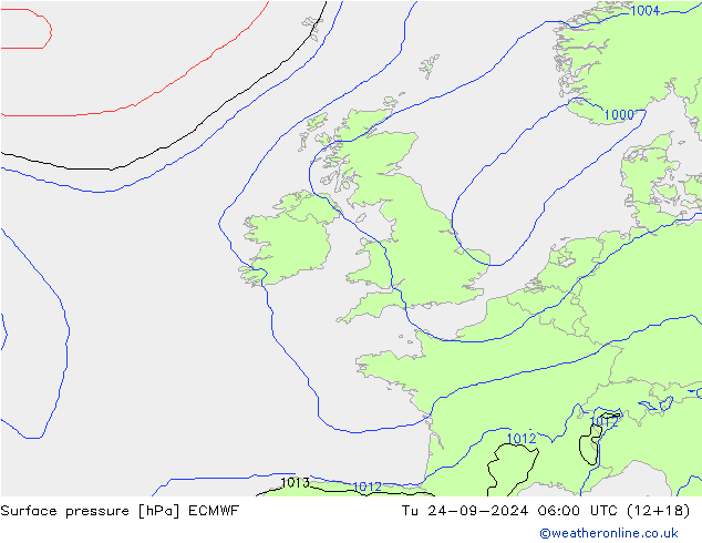 приземное давление ECMWF вт 24.09.2024 06 UTC