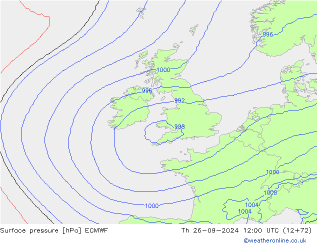 Yer basıncı ECMWF Per 26.09.2024 12 UTC