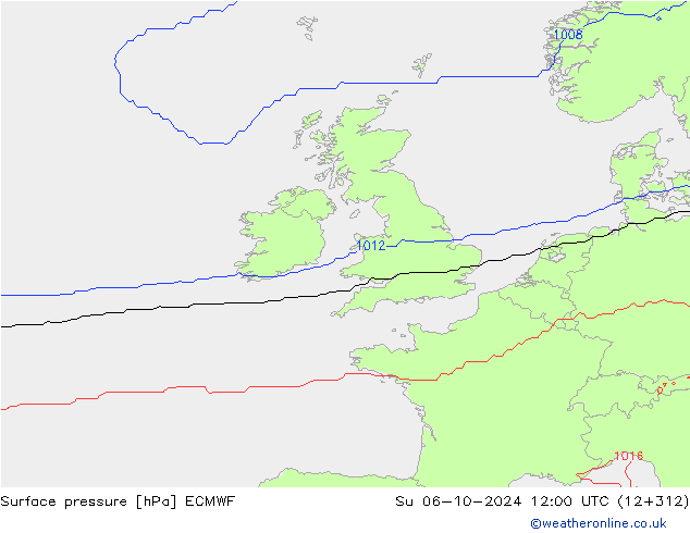 Surface pressure ECMWF Su 06.10.2024 12 UTC