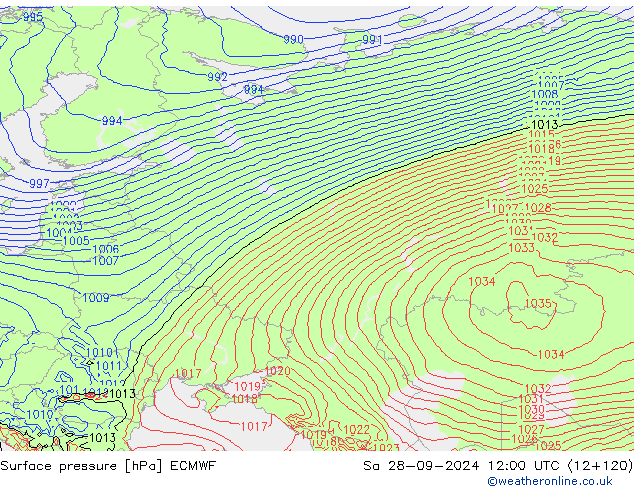 pression de l'air ECMWF sam 28.09.2024 12 UTC