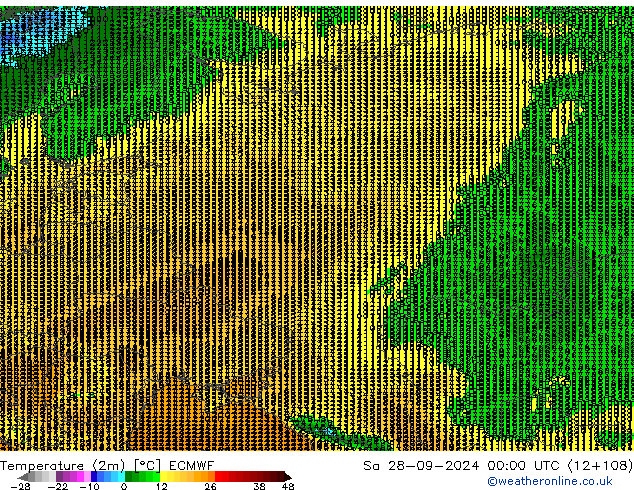 Sıcaklık Haritası (2m) ECMWF Cts 28.09.2024 00 UTC