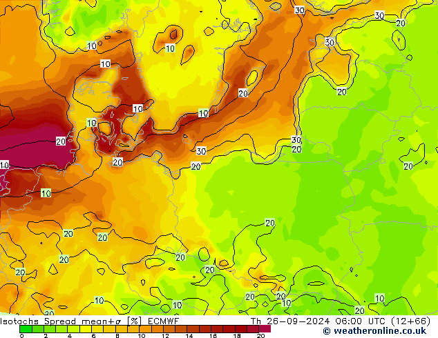 Isotachen Spread ECMWF do 26.09.2024 06 UTC