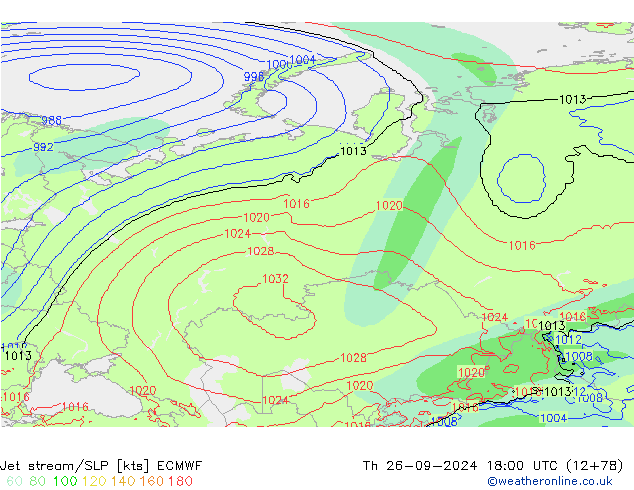 Jet stream/SLP ECMWF Th 26.09.2024 18 UTC