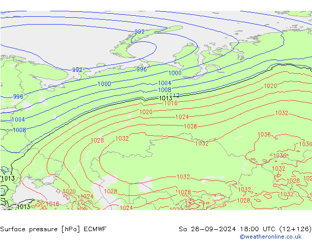 Luchtdruk (Grond) ECMWF za 28.09.2024 18 UTC