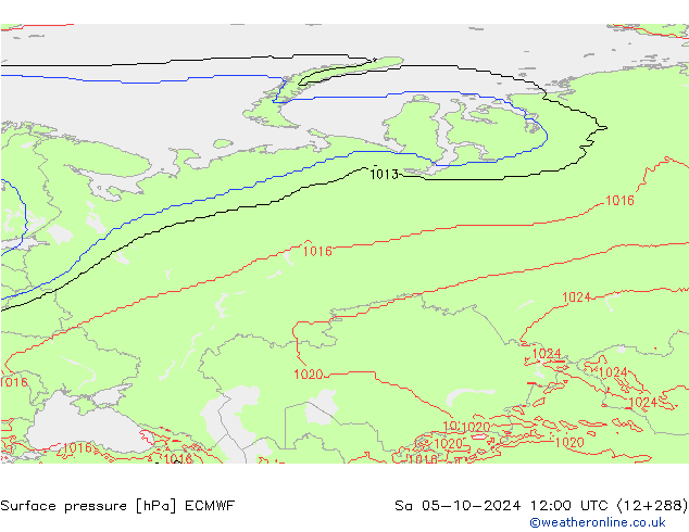 Surface pressure ECMWF Sa 05.10.2024 12 UTC